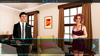 Sam and Rachel investigate one of the rooms of the Penby Inn.