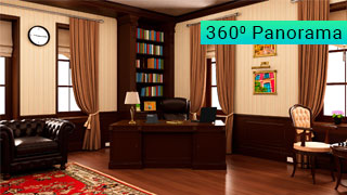 Explore a 360-degree panorama of Edward Sage's office.