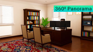 Explore a 360-degree panorama of James Wang's office.